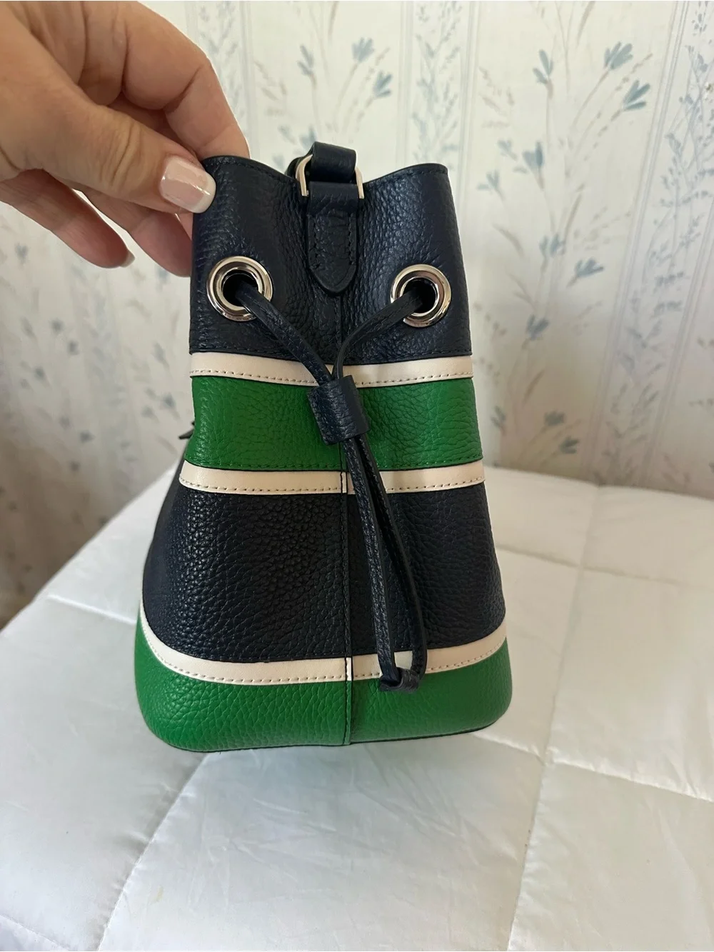 Kate Spade Striped Leather Bucket Bag